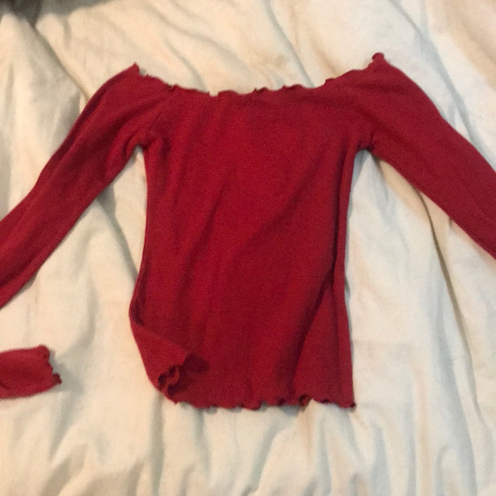 Red hollister off the shoulder long sleeve